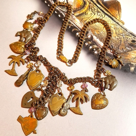 AMAZING Vintage Victorian  Revival Charm Necklace - Picture 6 of 7